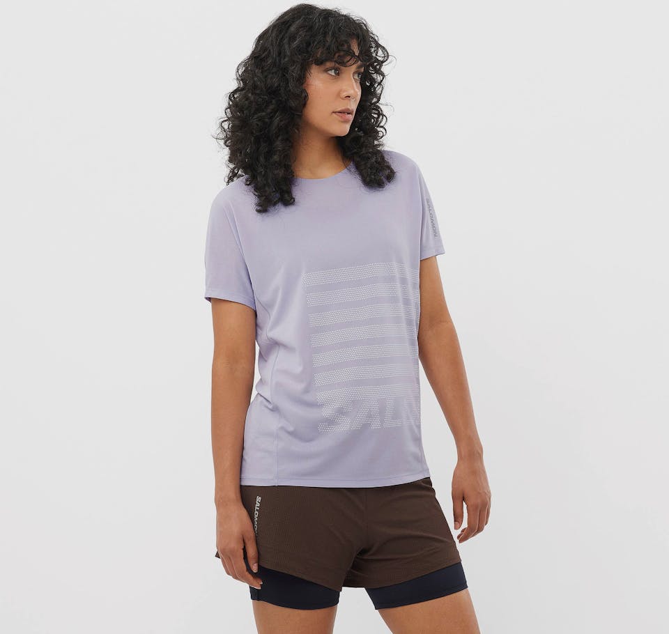 Salomon Women's Sense Aero Graphics Tee Cosmic Sky / White 01