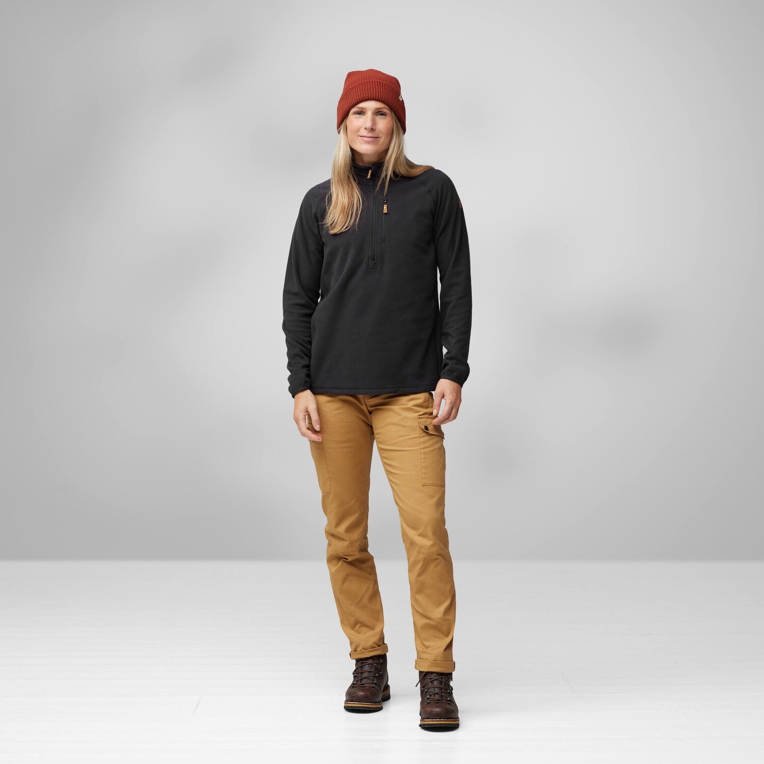 Fjällräven Women's Övik Lite Fleece Half Zip Black 02