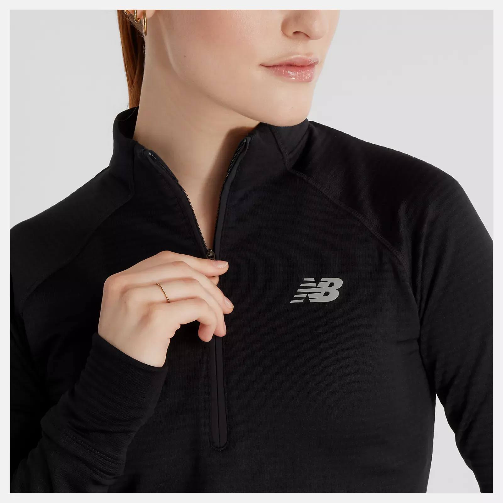 New Balance Women's Athletic Heat Grid Halfzip Musta 05