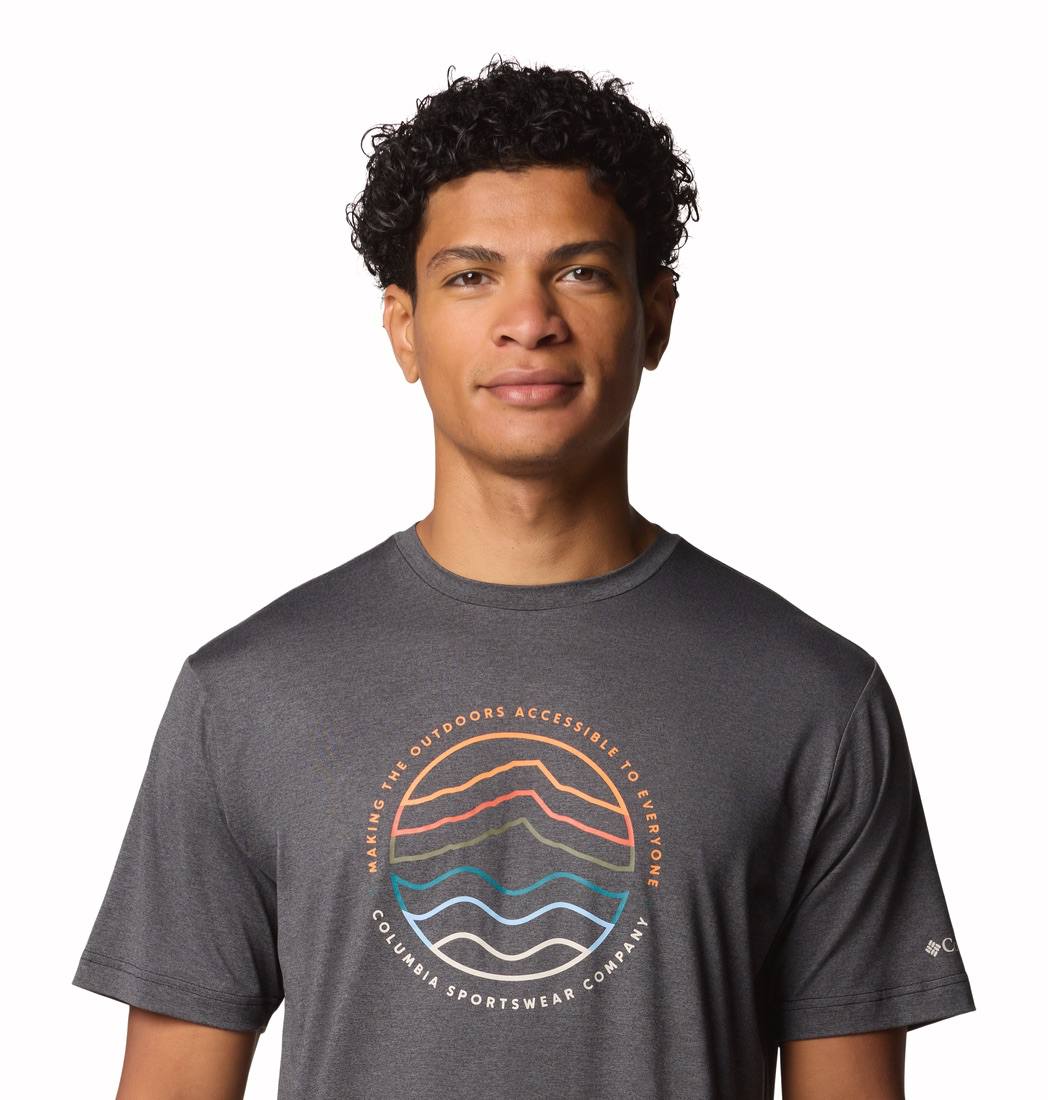 Columbia Men's Kwick Hike Graph Tee Black, Hex Natured Graphic 02