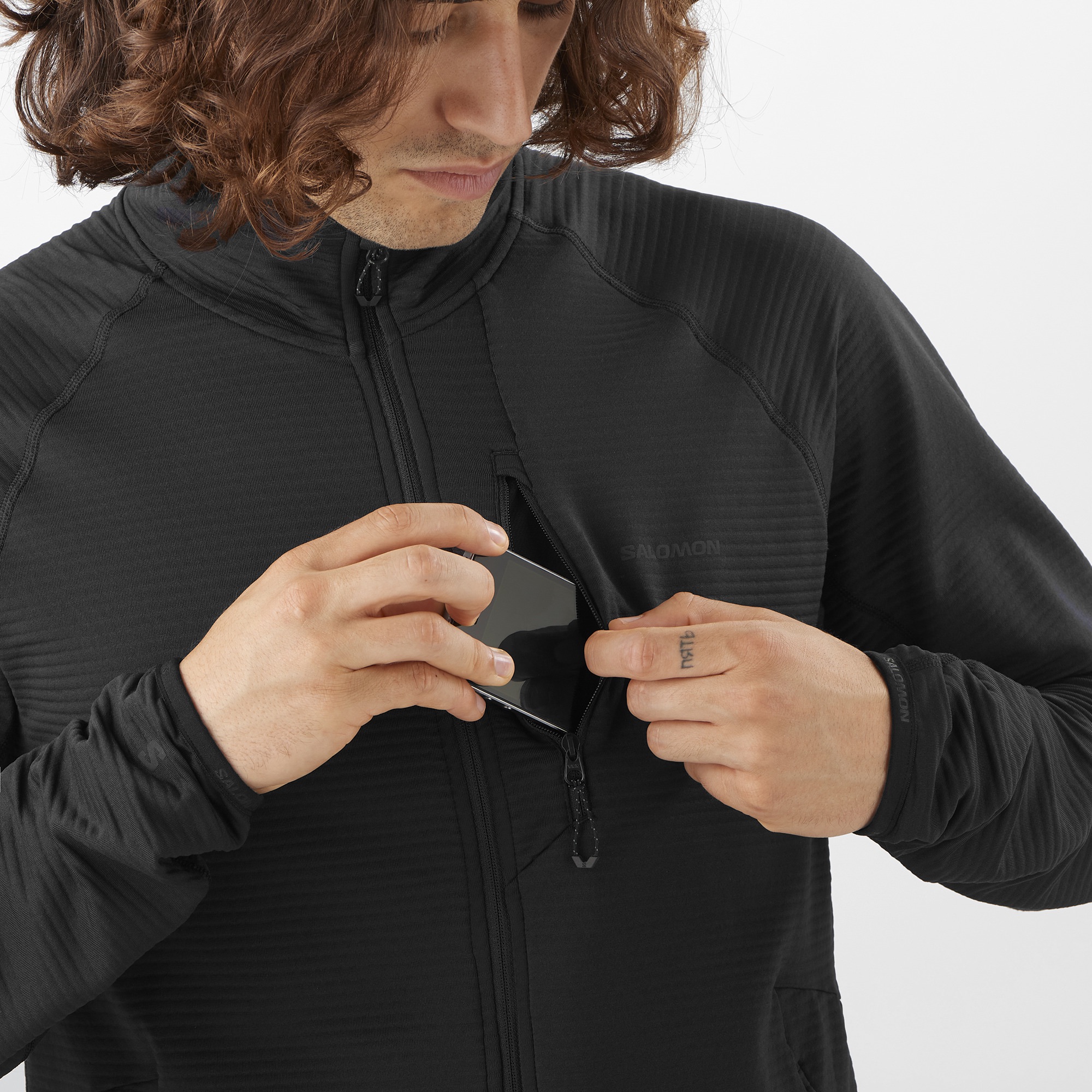 Salomon Men's Essential Lightwarm Full Zip Musta 07