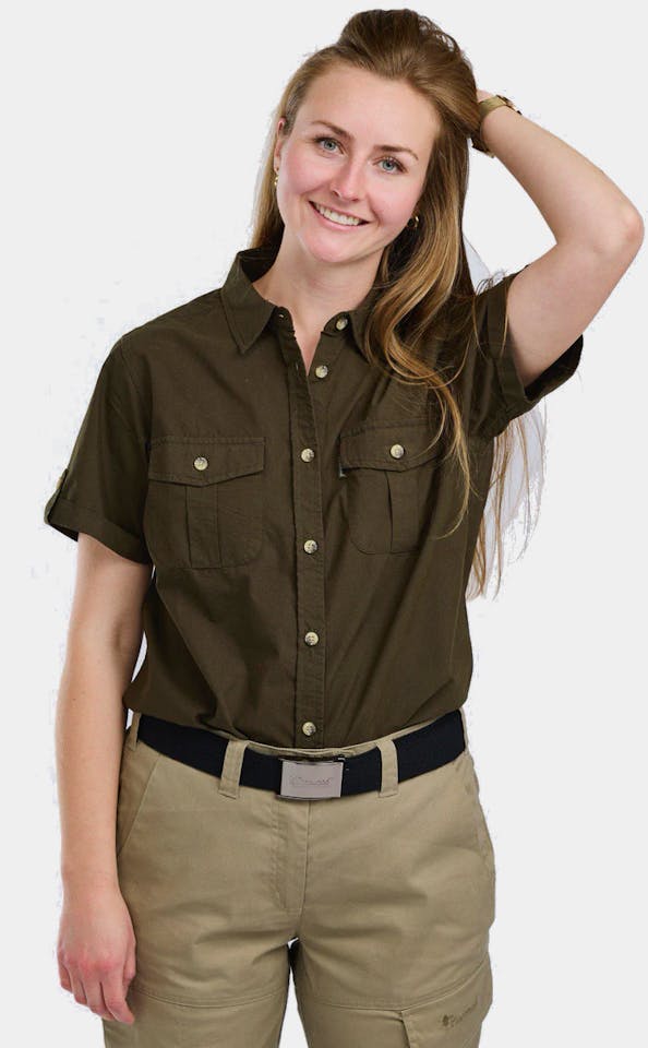 Pinewood Women's Safari Short Sleeve Shirt Moss Green 01