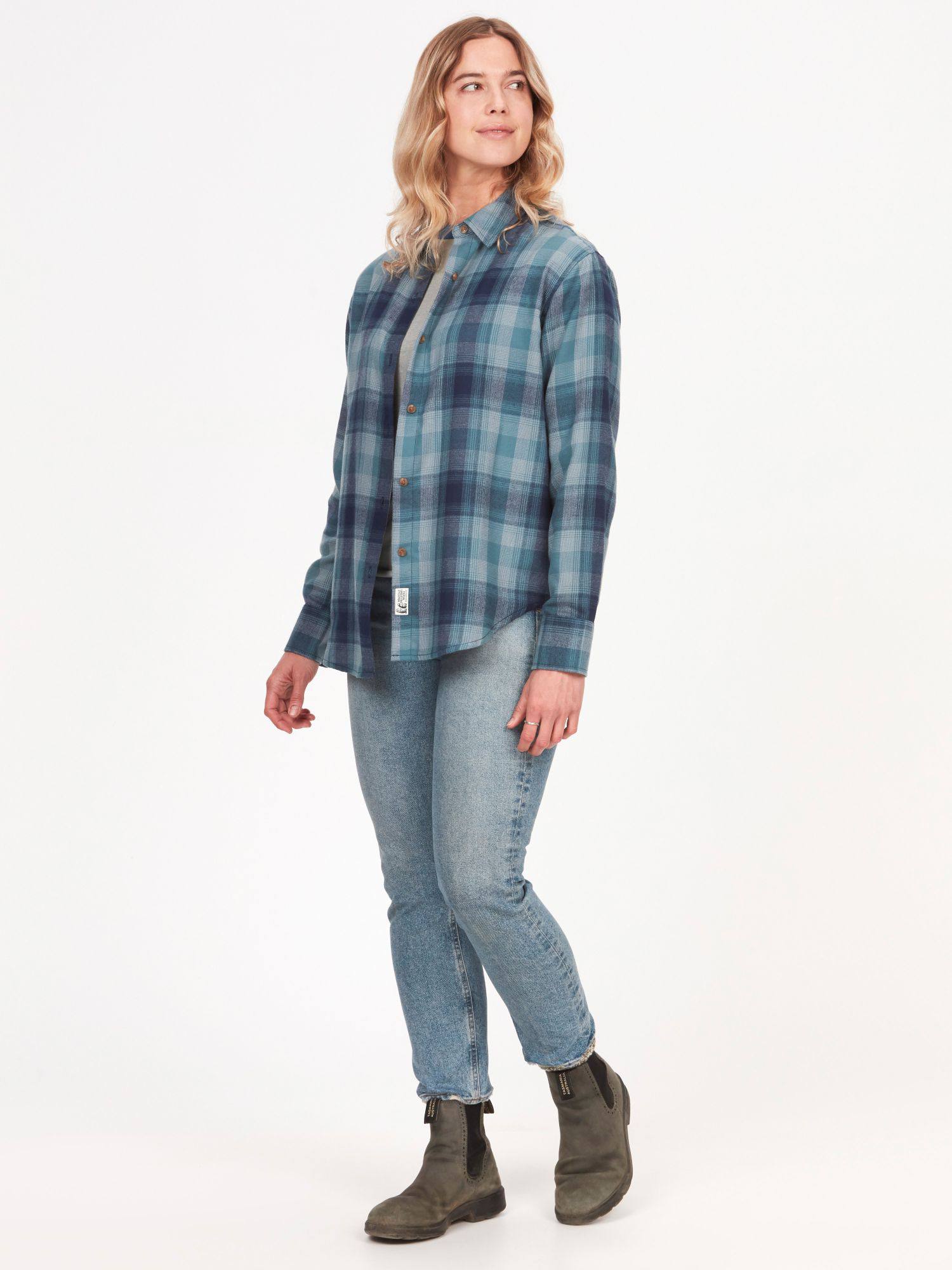 Marmot Women's Fairfax Light Novelty Flannel Navy 03