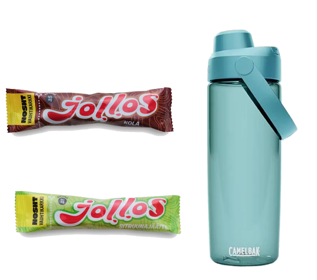 Nosht Thrive Chug 0,75L, Jollos Vauhtikarkki Kola ja Sitruunajäätee