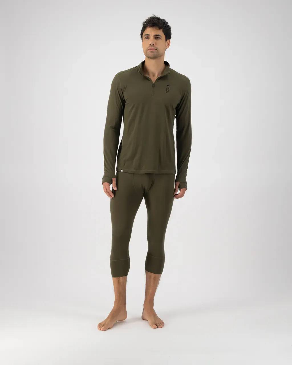 Mons Royale Cascade 200 1/4 Zip LS Dark olive 05