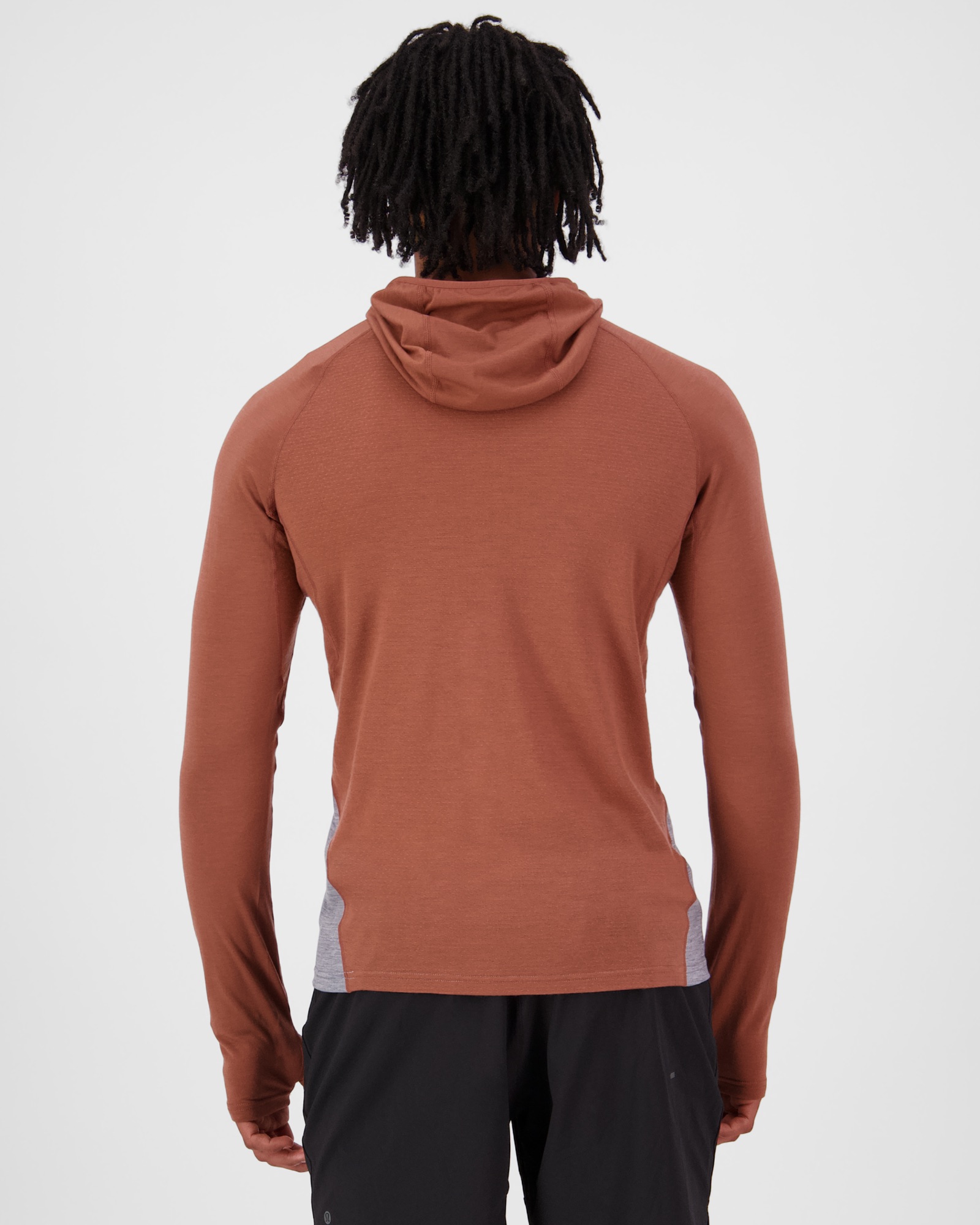 Mons Royale Men's Temple Merino Long Sleeve Hood Cinnamon / grey heather 02