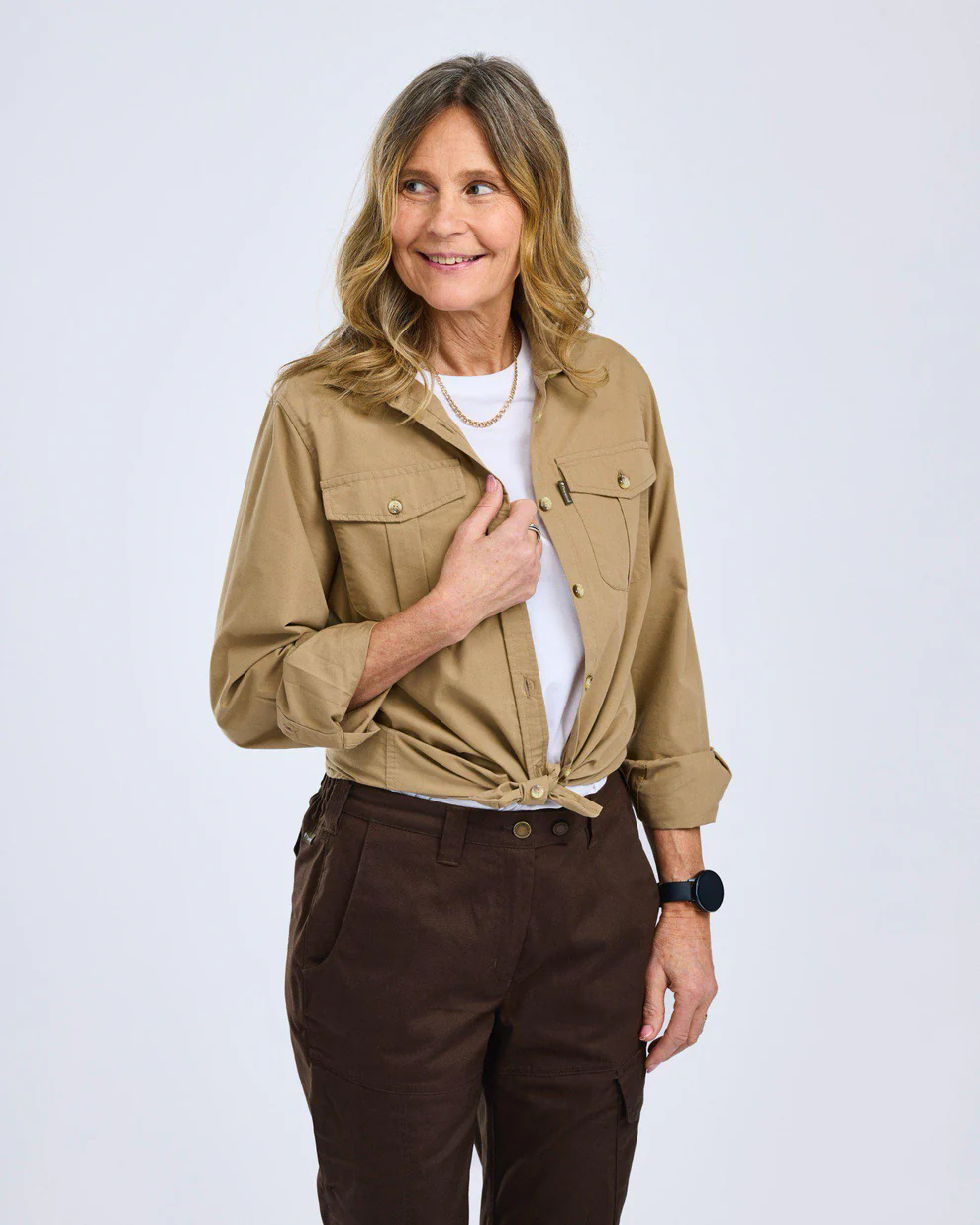 Pinewood Women's Safari Long Sleeve Shirt Sandstone 03