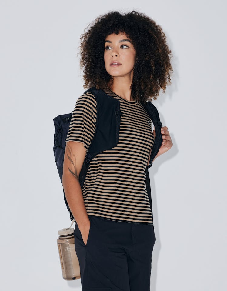 Mons Royale Women's Icon Merino T-Shirt Mr stripe toffee 05