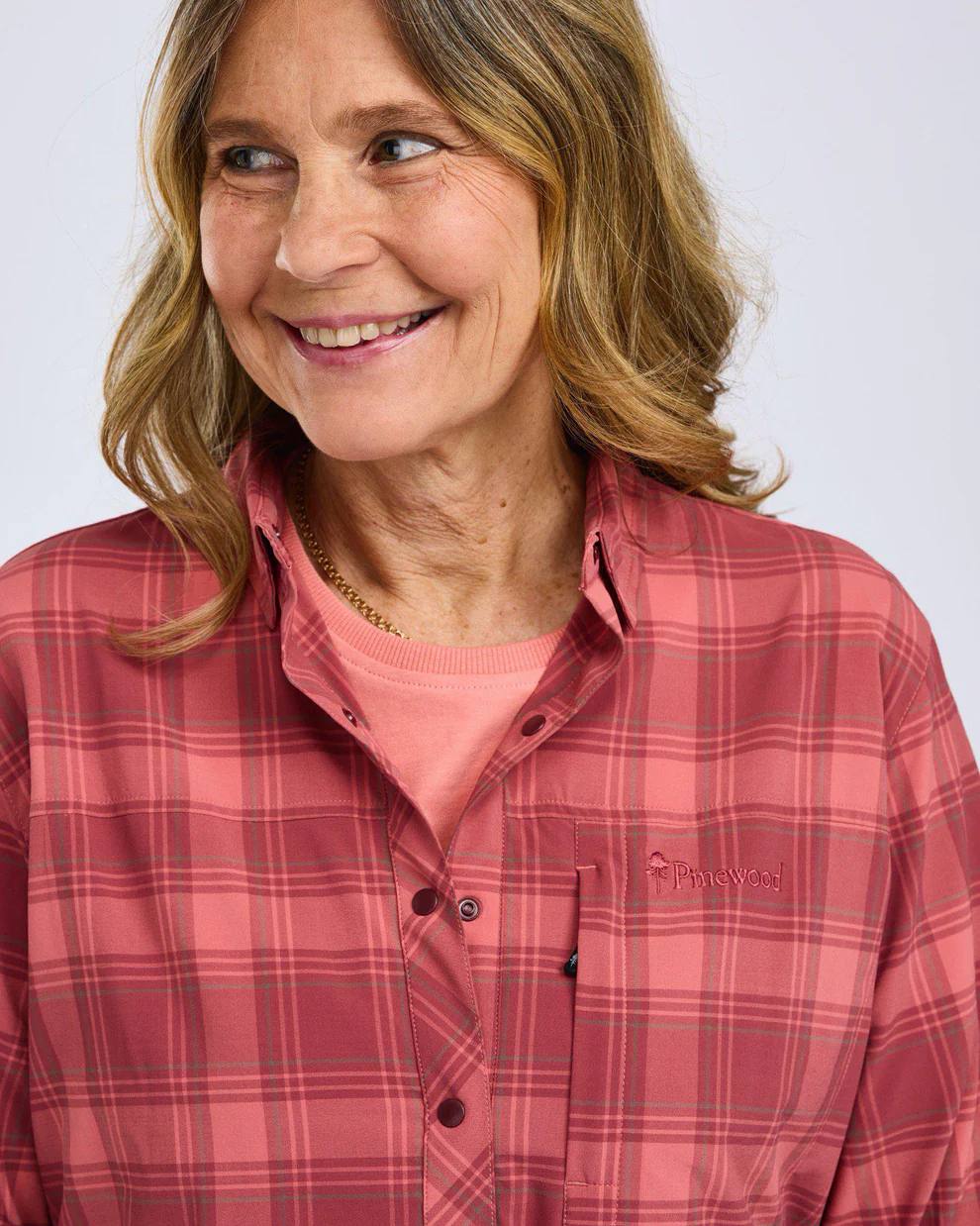 Pinewood Women's Abisko Trek Long Sleeve Shirt Lantana Pink 02