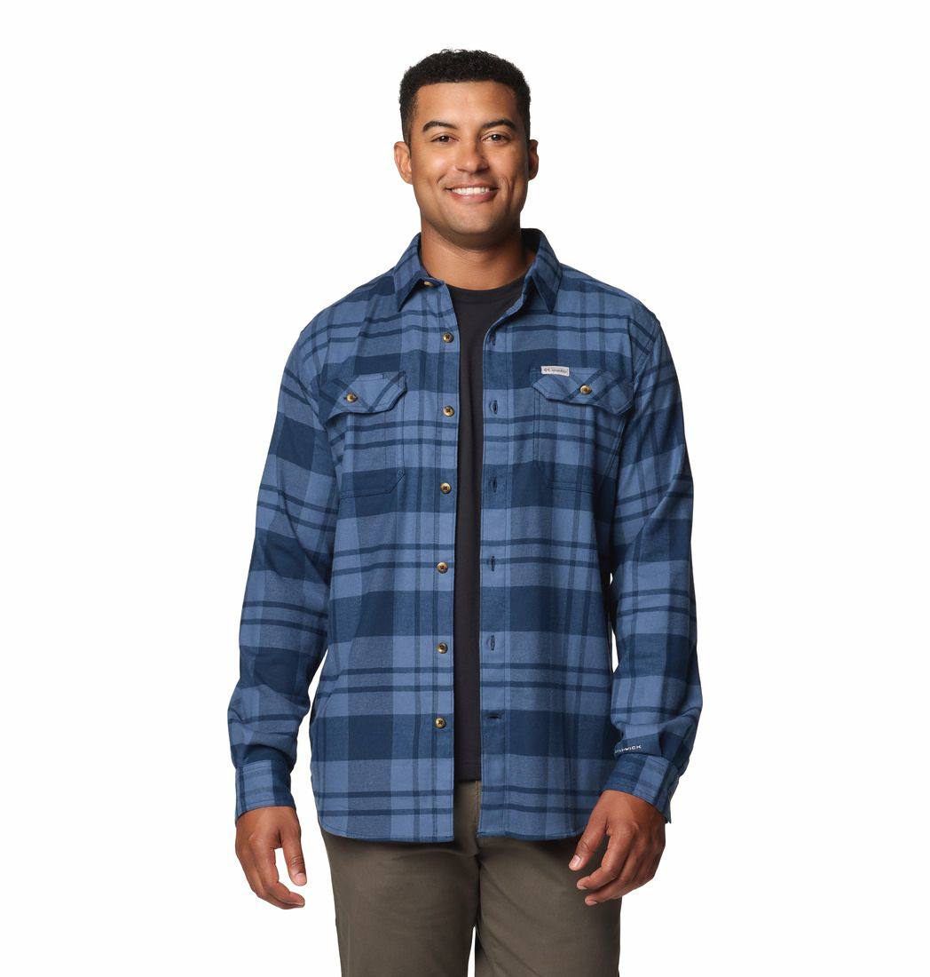 Columbia Men's Flare Gun Stretch Flannel Shirt Navy 04