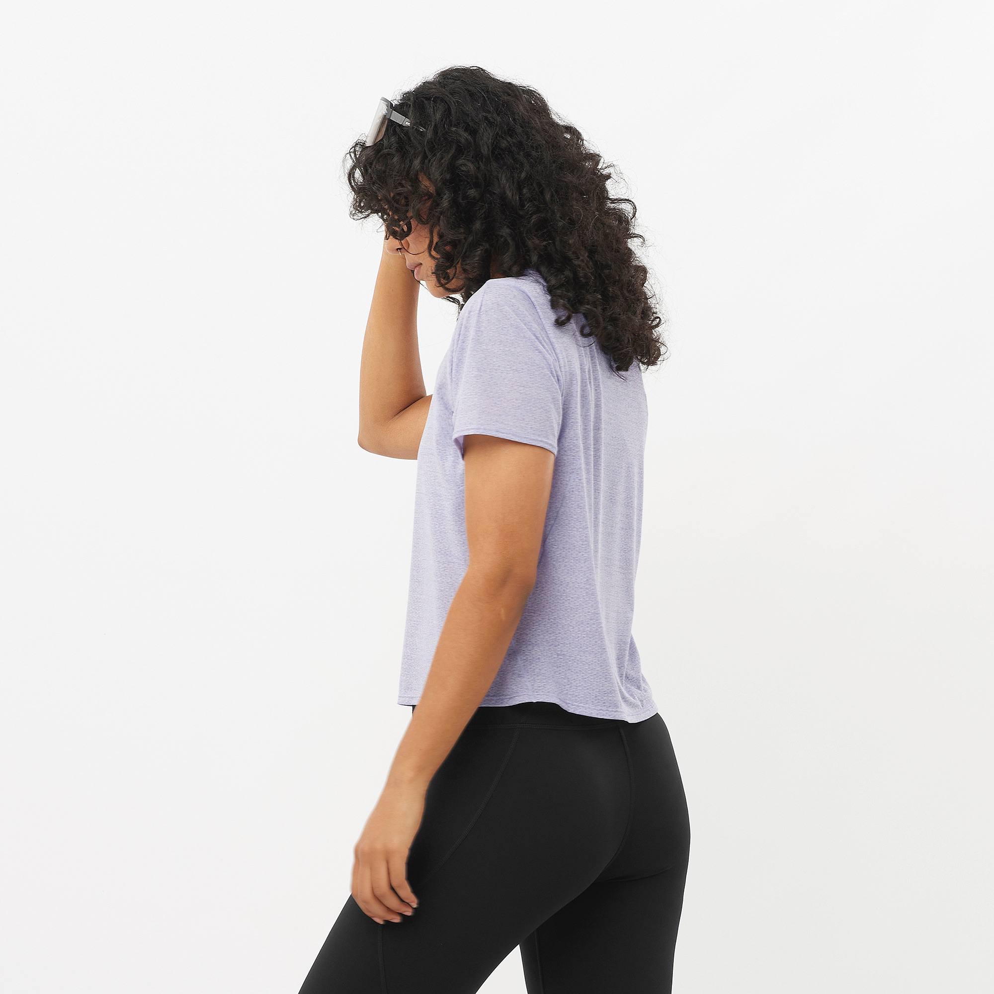 Salomon Women's Shakeout Air Crop Tee Cosmic Sky 03