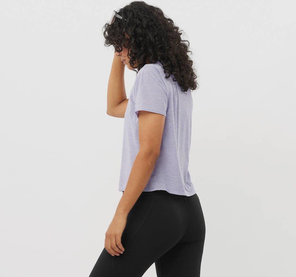 Salomon Women's Shakeout Air Crop Tee Cosmic Sky 03