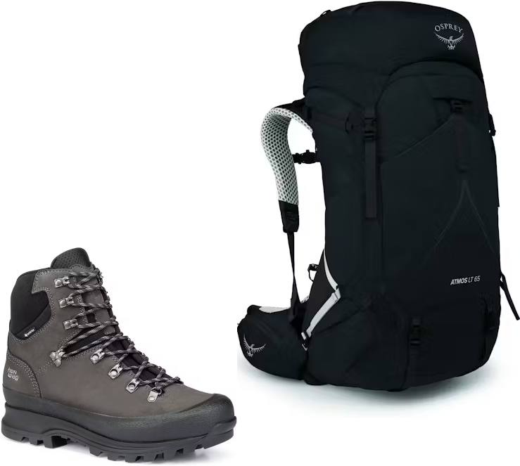 Osprey Atmos AG LT 65, Hanwag Men's Nazcat II GTX