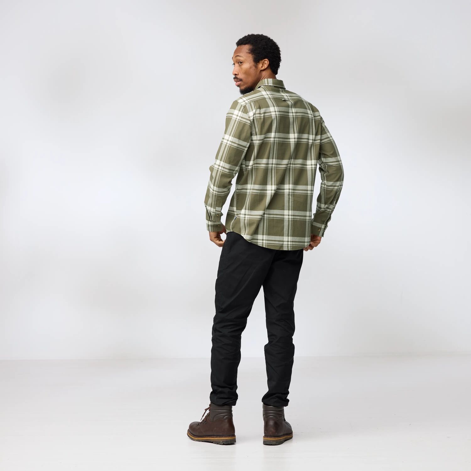 Fjällräven Men's Övik Lite Flannel Laurel Green / Chalk White 10