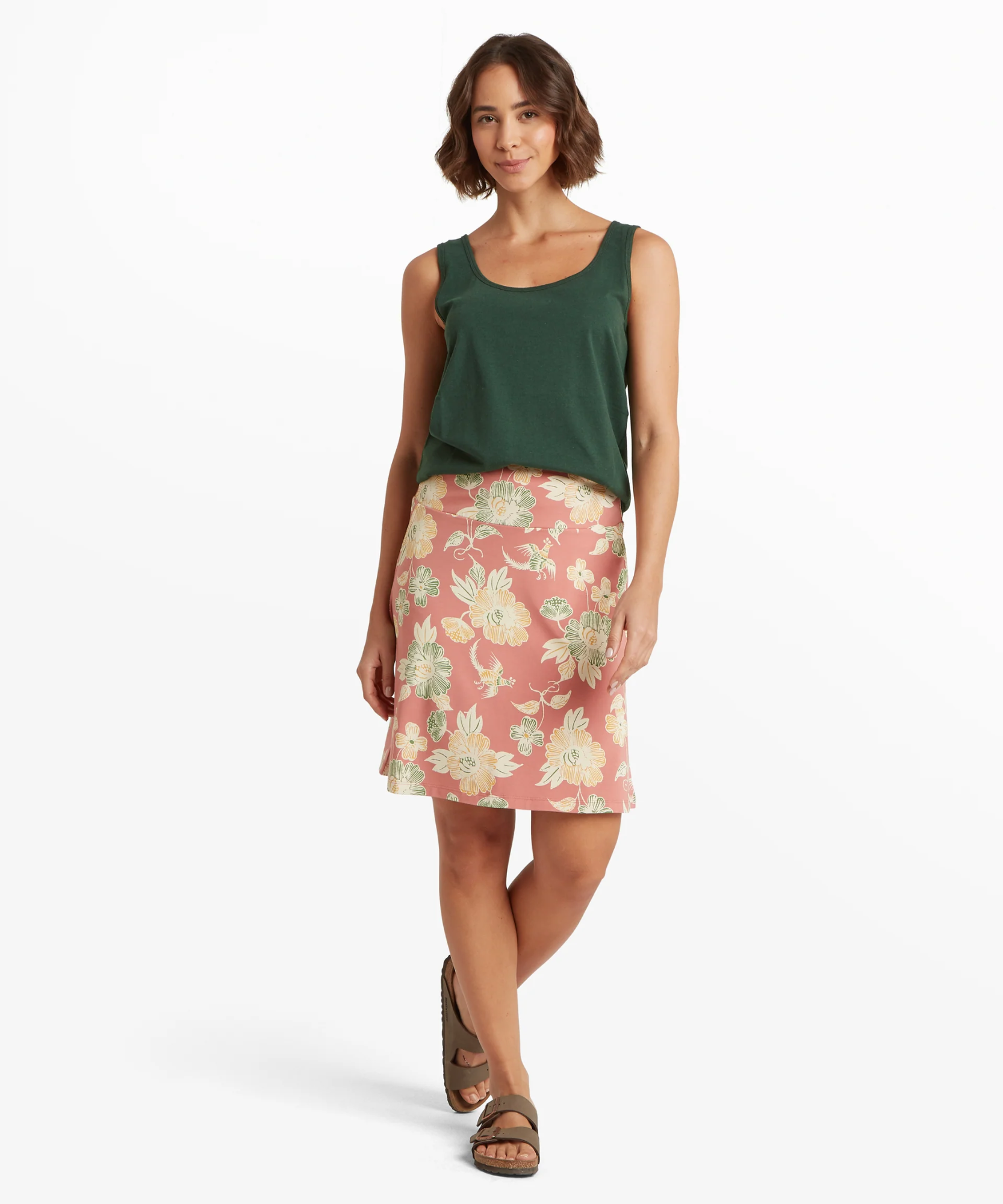 Sherpa Women's Padma Pull-on Skirt Floral Brick Dust Floral 02