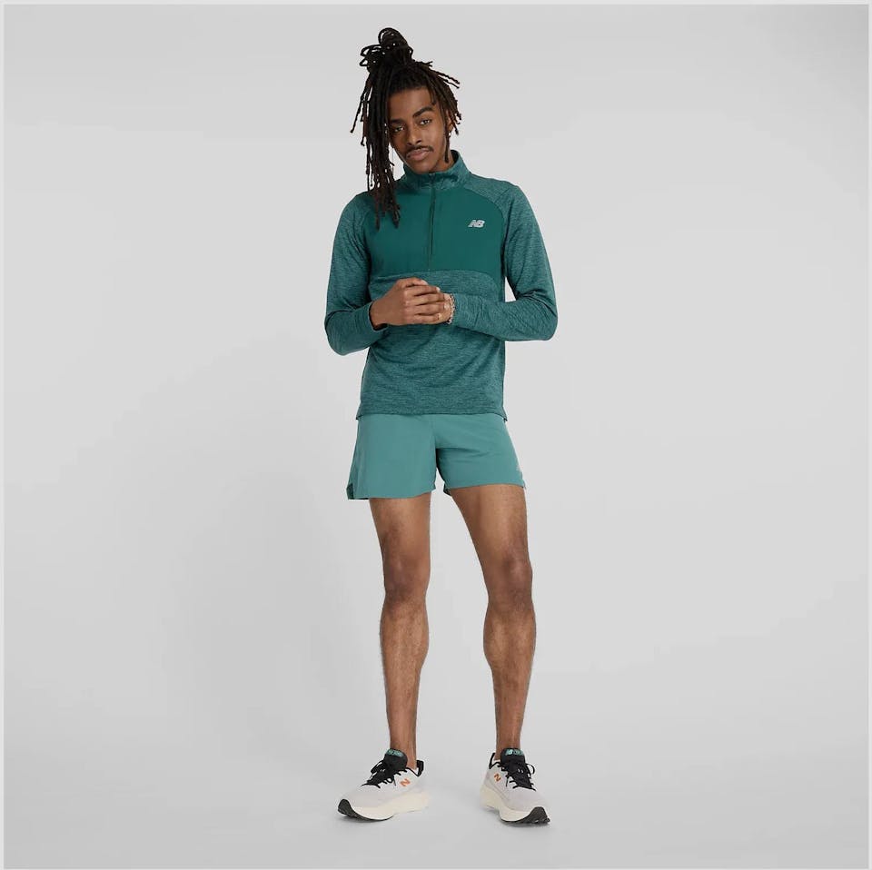 New Balance Men's Athletic Heat Grid Half Zip Spruce 05