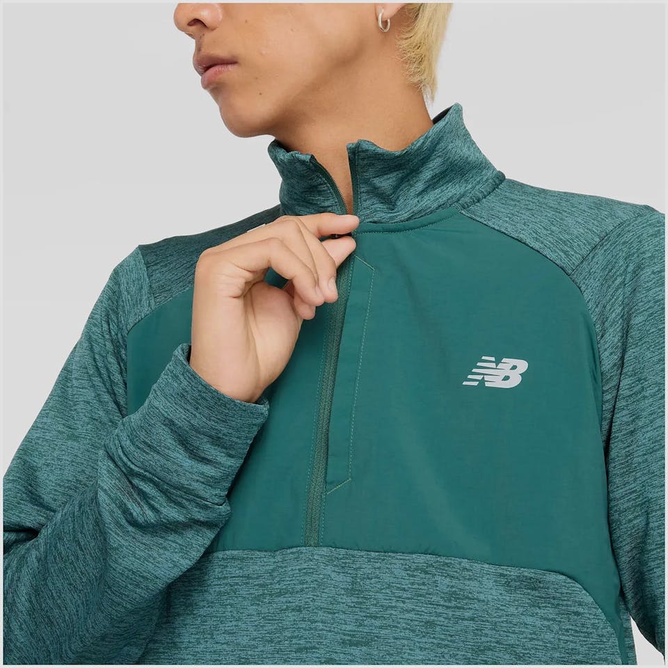 New Balance Men's Athletic Heat Grid Half Zip Spruce 03