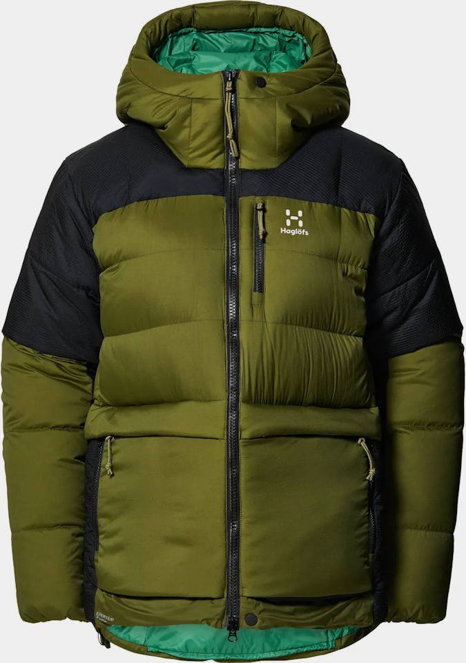 Haglöfs Women's Riksgräns Down 850 Hood Olive Green/True Black 01