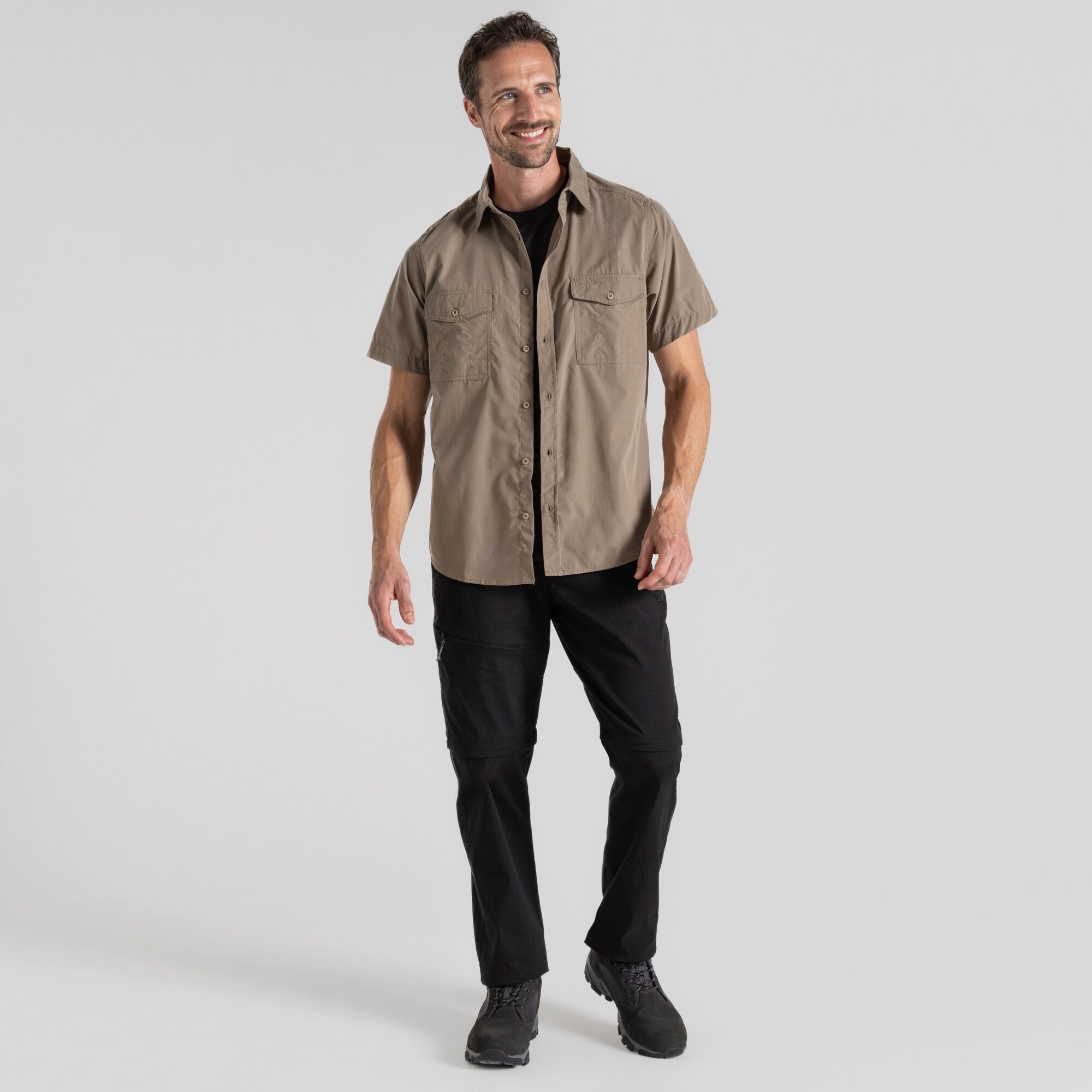 Craghoppers Men's Kiwi Short Sleeve Shirt Pebble 09