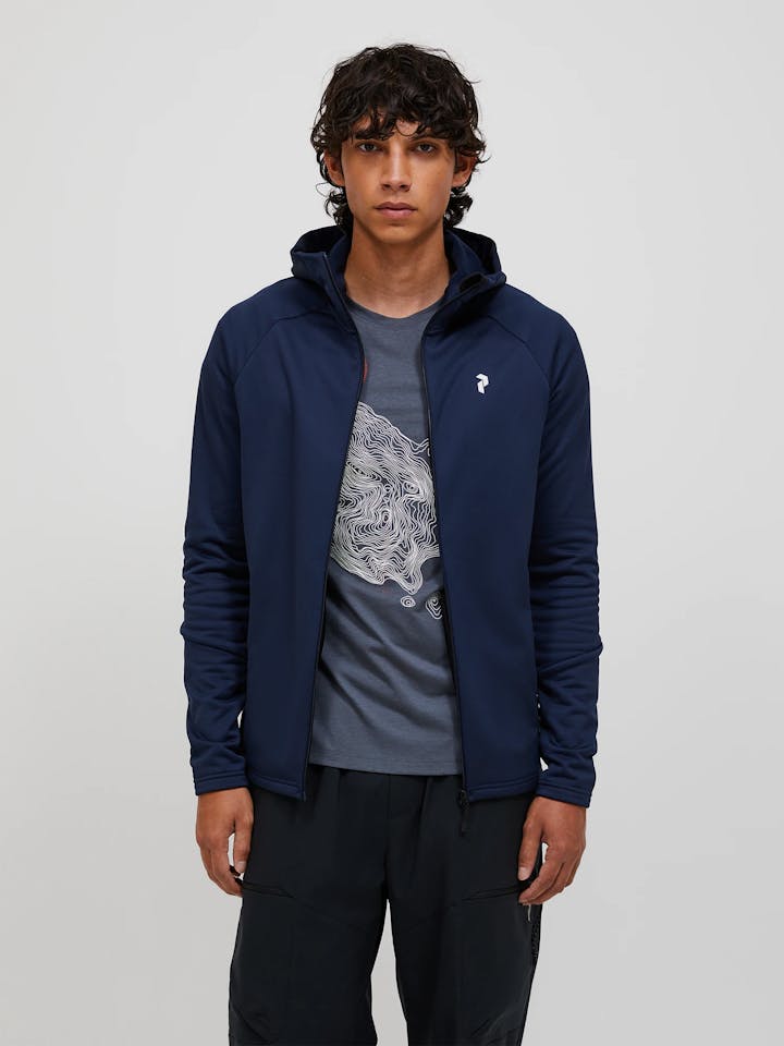 Peak Performance Men's Rider Essentials Midlayer Zip Hood Blue Shadow 05