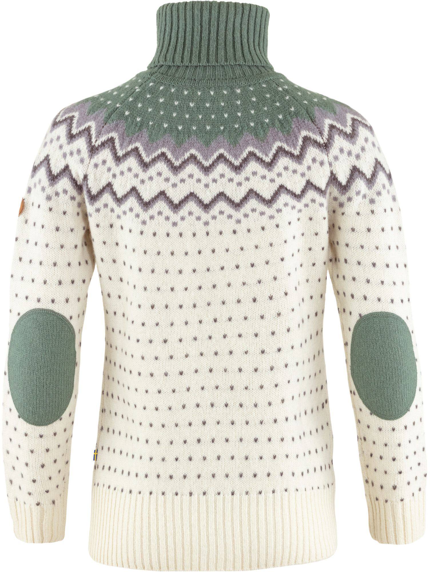 Fjällräven Women's Övik Knit Roll Neck Chalk White - Patina green 02