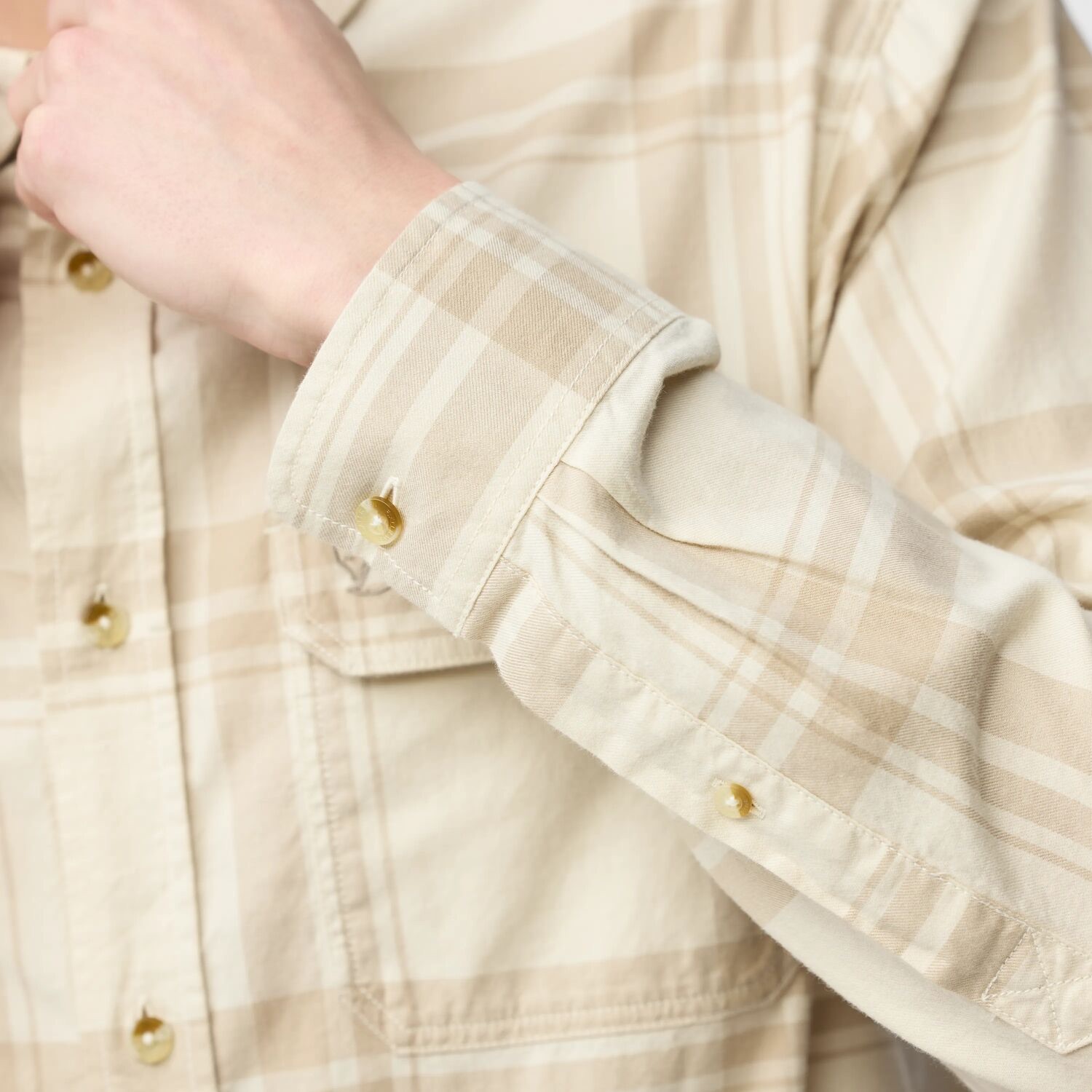 Fjällräven Men's Övik Lite Flannel Laurel Green / Chalk White 09