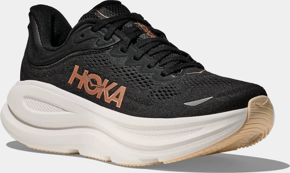 Hoka Women's Bondi 9 Black / Rose Gold 01