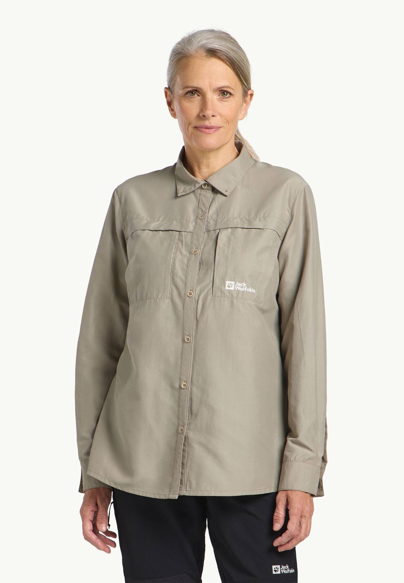 Jack Wolfskin Women's Barrier LS Shirt Stone 01