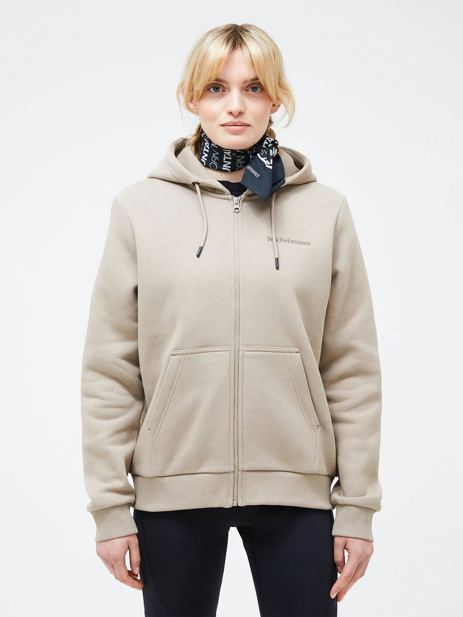 Peak Performance Women's Original Small Logo Zip Hood Avid Beige 03