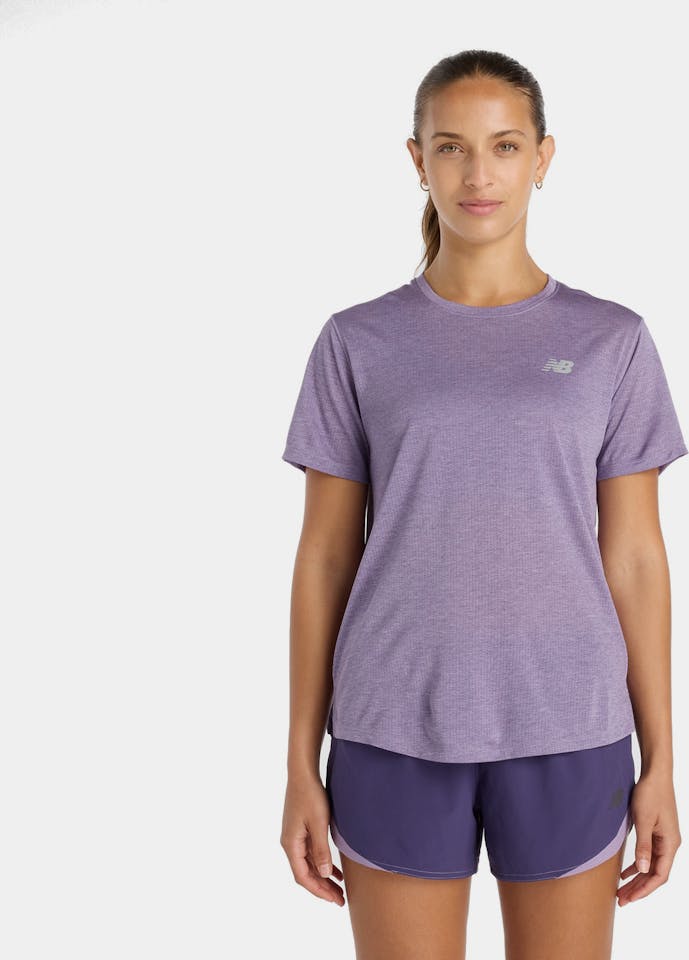 New Balance Women's Athletics Short Sleeve Candied Violet Heather 01