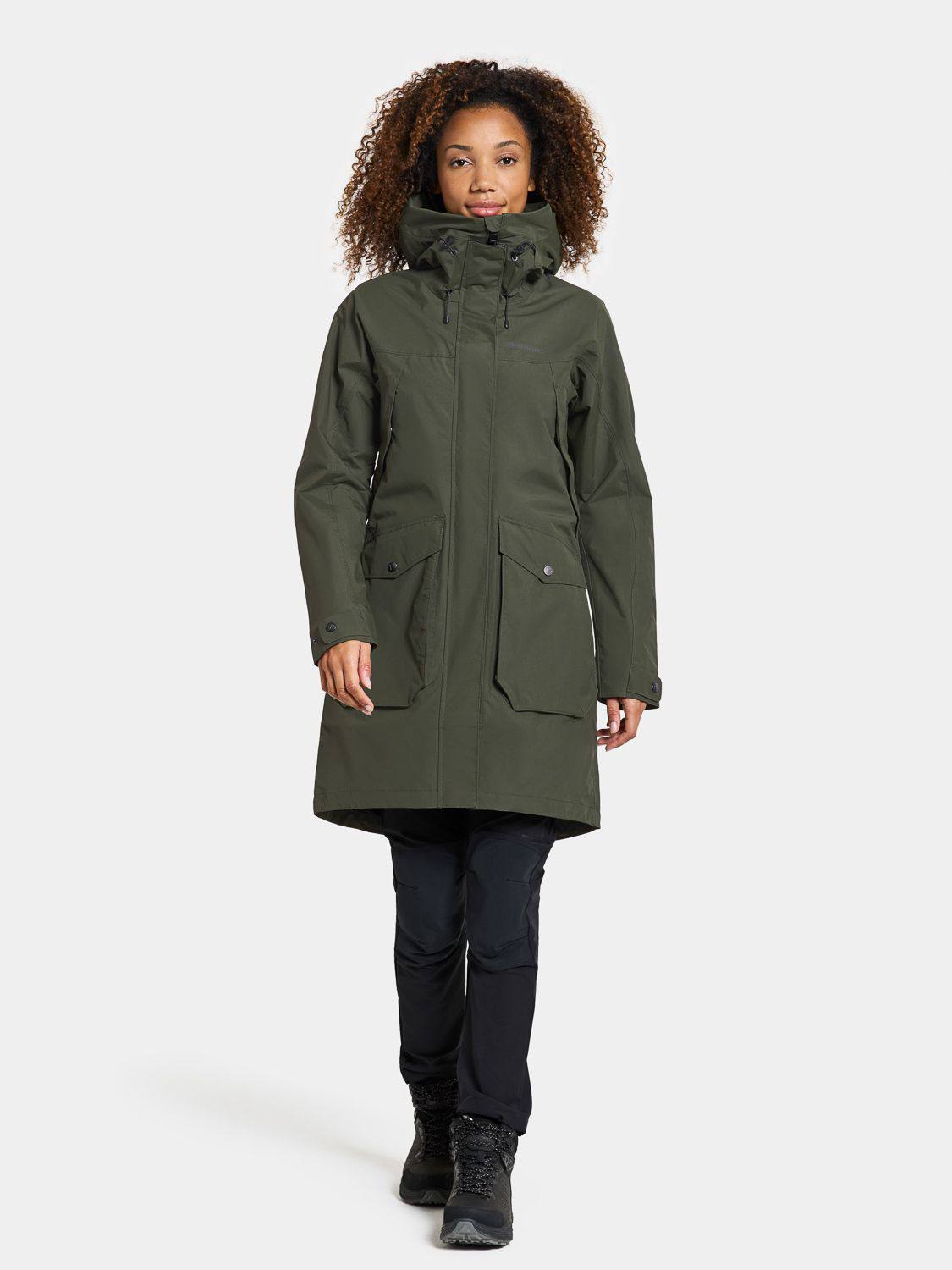 Didriksons Women's Thelma 10 Parka Tummanvihreä 04