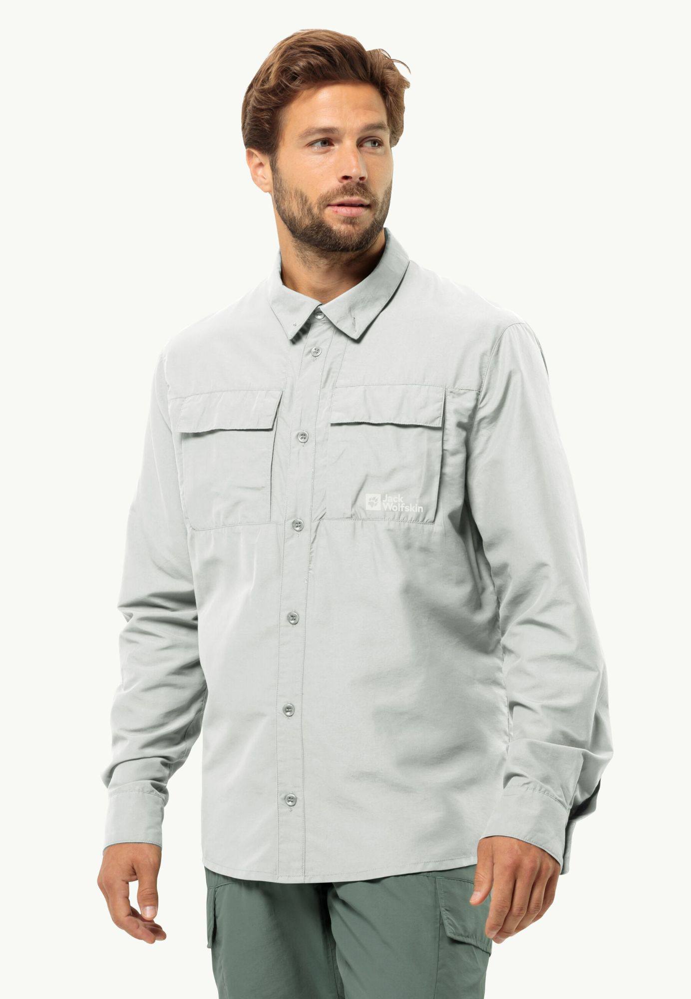 Jack Wolfskin Men's Barrier LS Shirt Light Grey 02