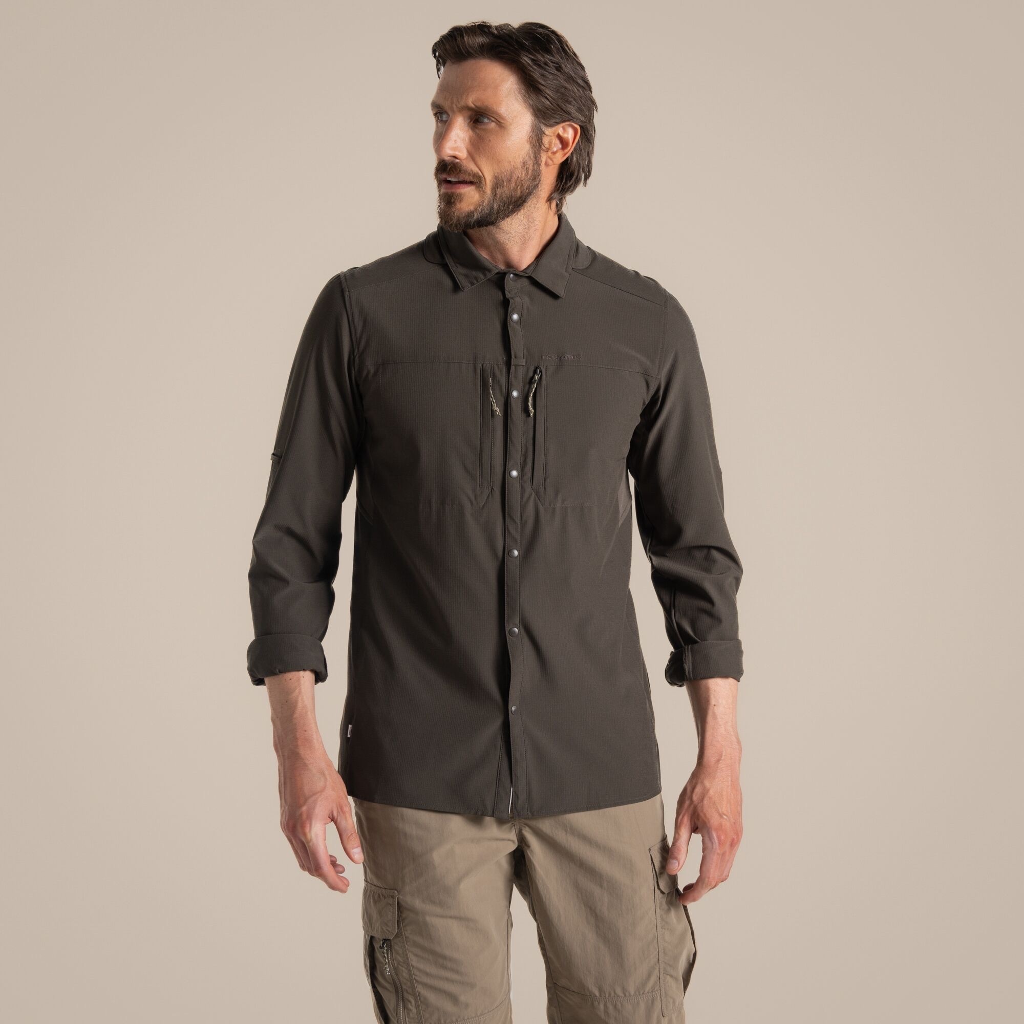 Craghoppers Men's Nosilife Pro Long Sleeved Shirt V Woodland Green 04