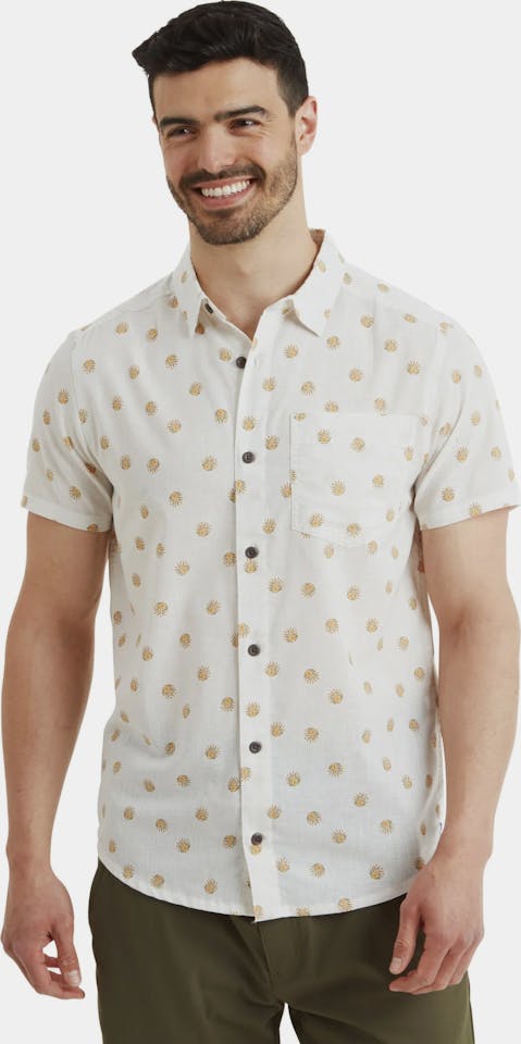 Sherpa Men's Newar Peacock Short Sleeve Shirt Off-White 02