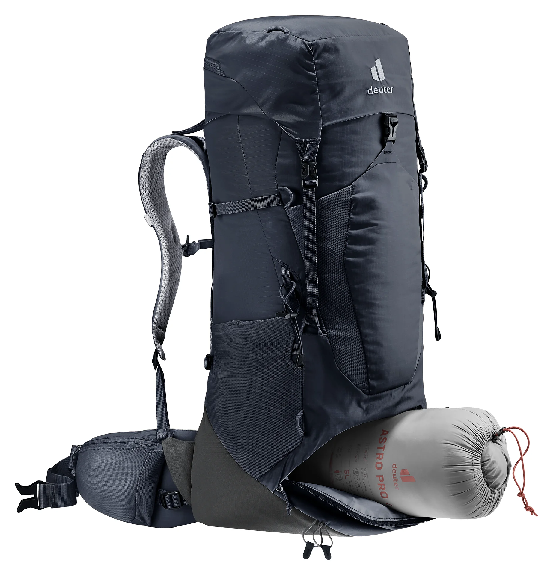 Deuter Aircontact Lite 40+10 Musta / Grafiitti 11