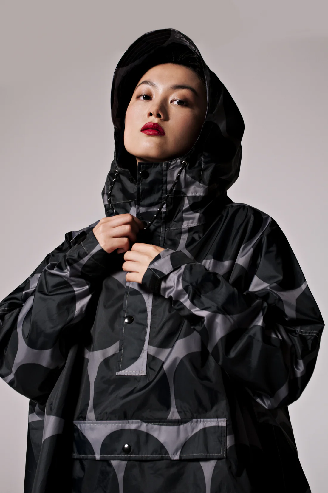 Rainkiss Poncho Black Polka  06